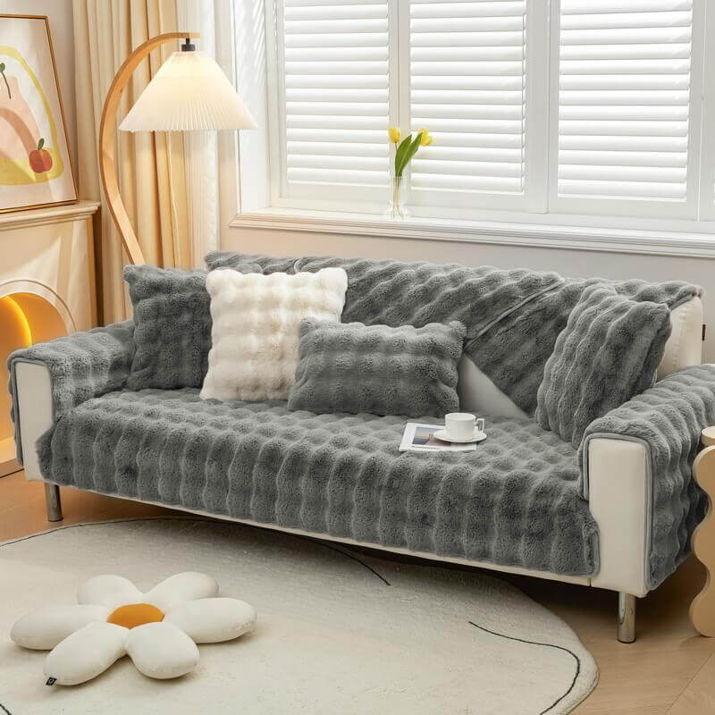 Plush Sofa Cover on a Sectional Sofa