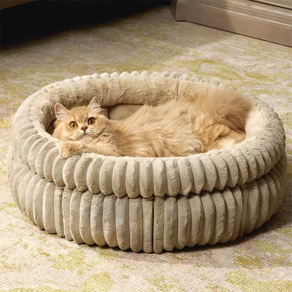 Cozy Luxe Velvet Dog Bed with raised rim, ideal for small breeds.