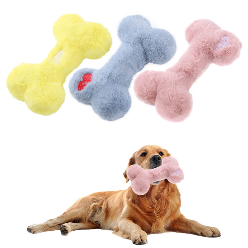 Playful Pup washable squeaky bone toy for dogs in vibrant colors