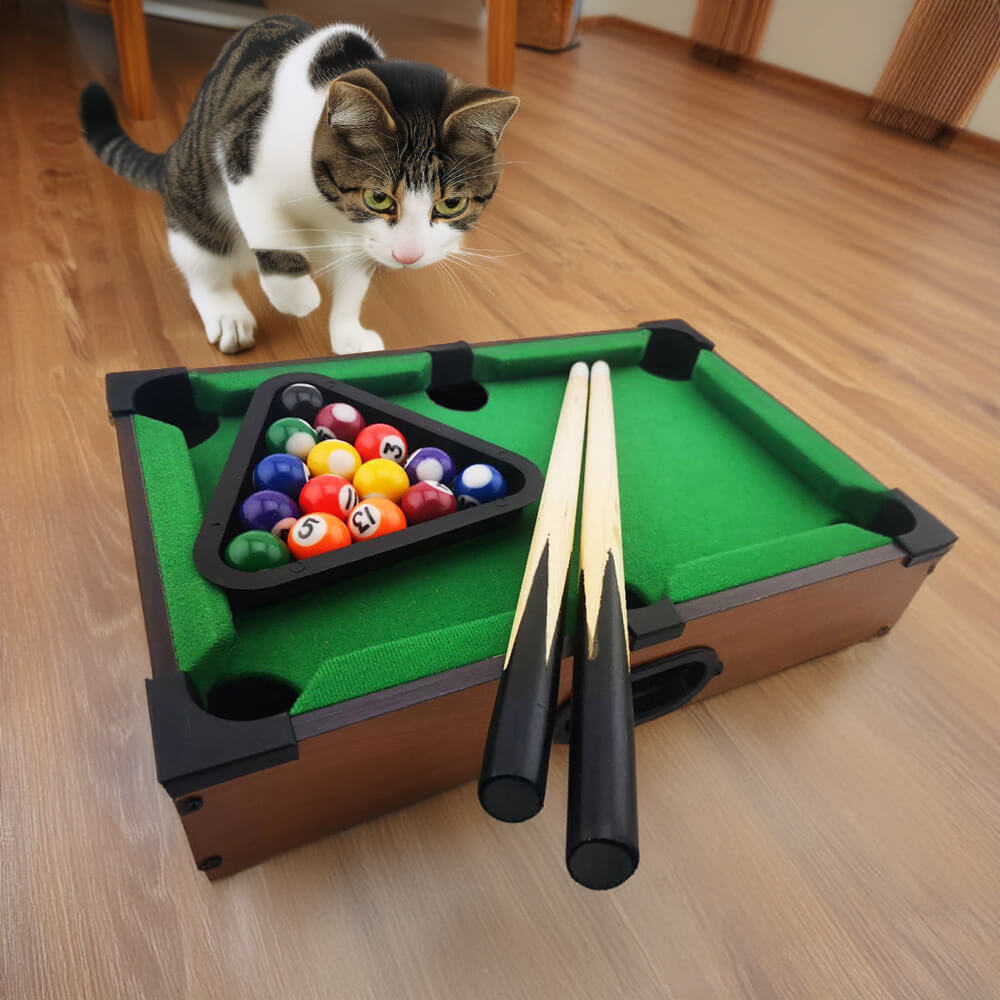 PawBillie interactive billiards game for cats, made from wood and resin