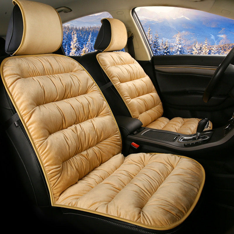 Front view of Veluxe Shield velvet pet car seat cover installed on driver's seat
