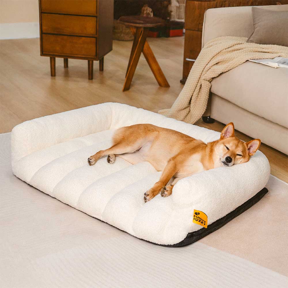 Top view of the extra large dog bed with bolster showcasing the spacious sleeping area