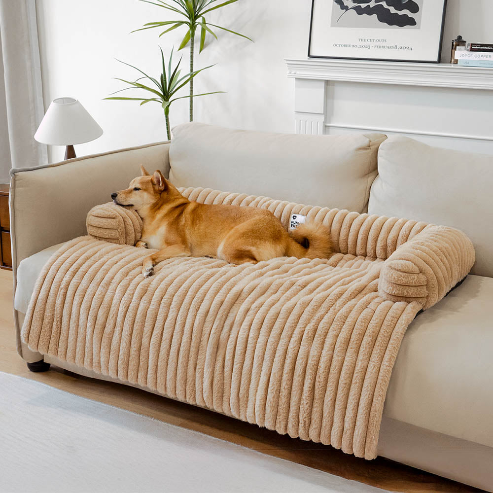 Cozy non-slip dog couch cover in a living room setting
