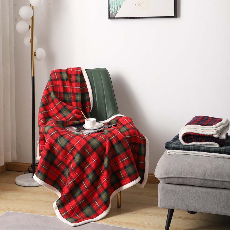 CozyTartan Pet Blanket in plaid design, soft coral fleece material