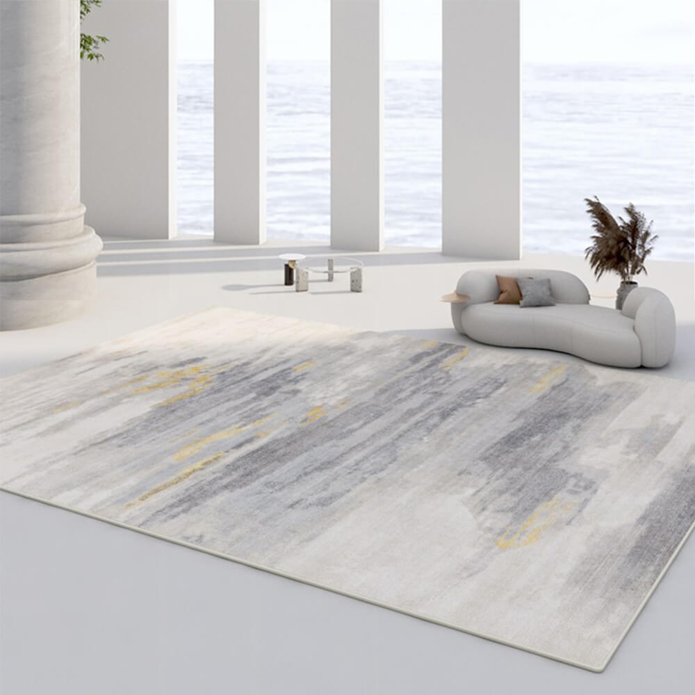 Artistry Minimalist Abstract Rug in a cozy living room setting