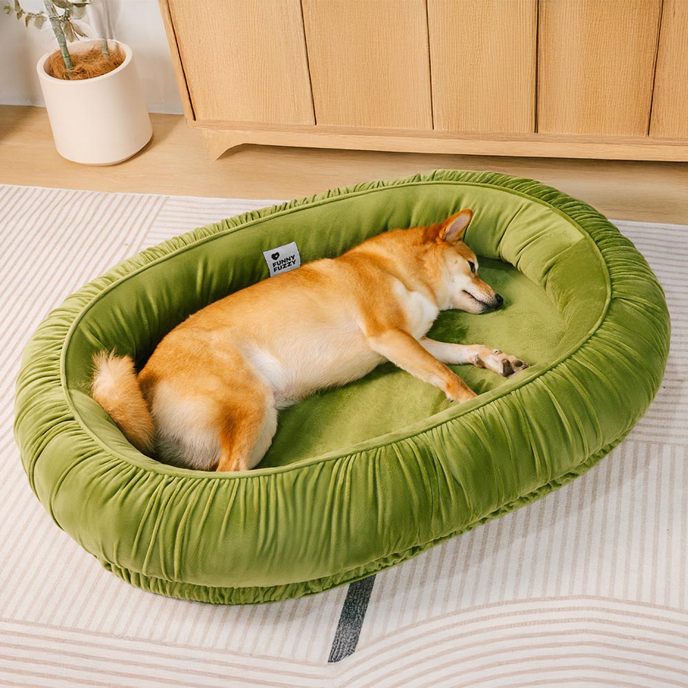Oval Orthopedic Dog Bed for Anxiety Relief with washable cover