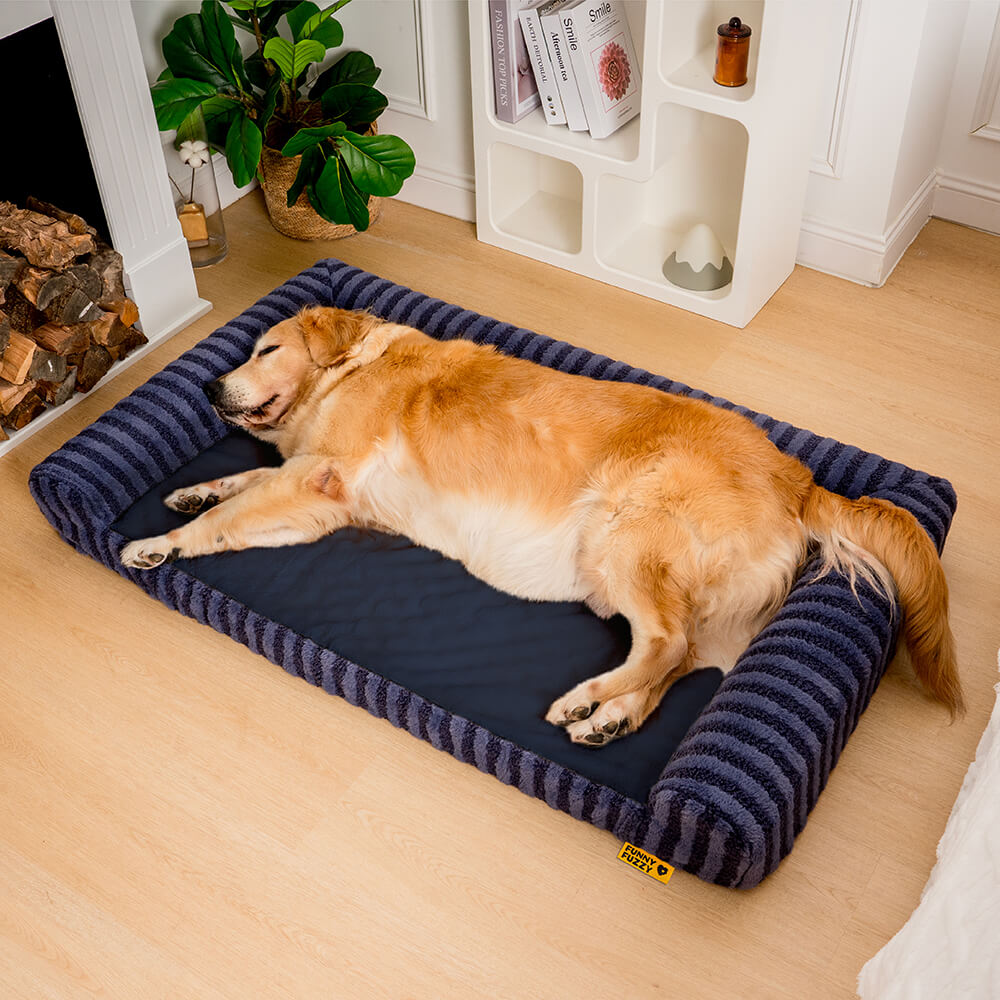 Large orthopedic dog bed for anxiety relief with plush material