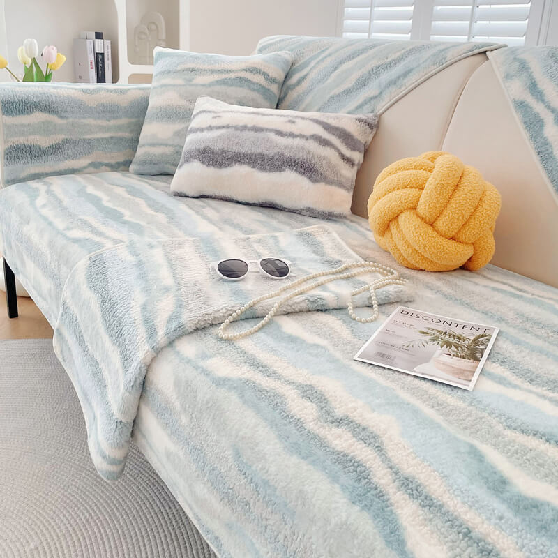 Plush sofa protector mat in a cozy living room setting