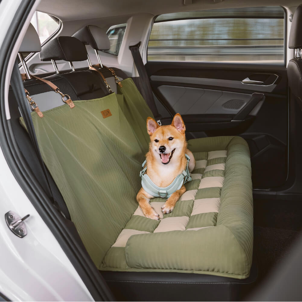 Deluxe Dog Car Seat Bed in chessboard pattern, showcasing its premium handcrafted design