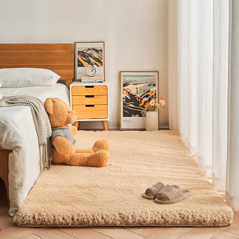 Close-up of the Plush Comfort Bedside Rug showing its thick fibers and soft texture.