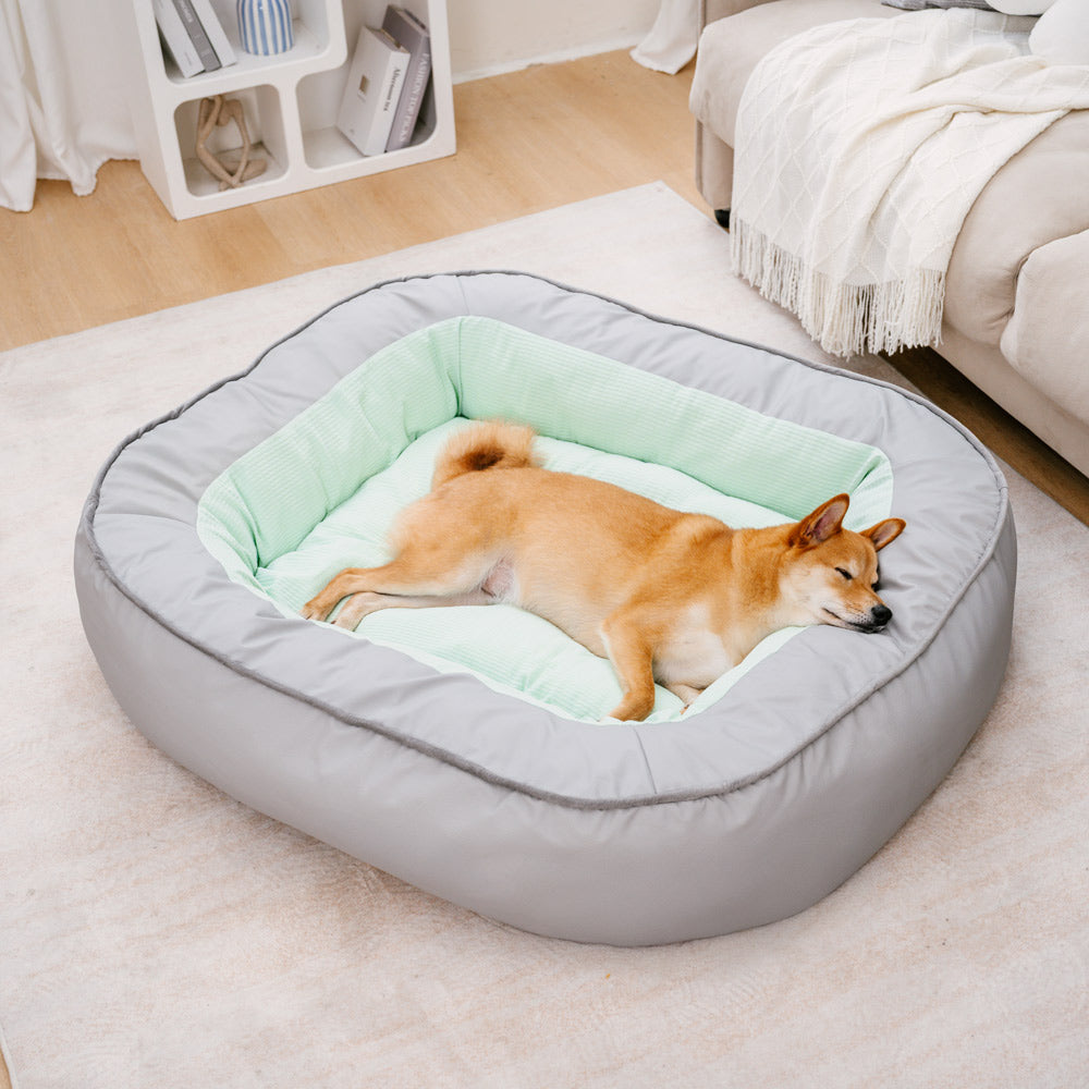 UltraComfort waterproof dog bed in cream color, showcasing plush support for large breeds