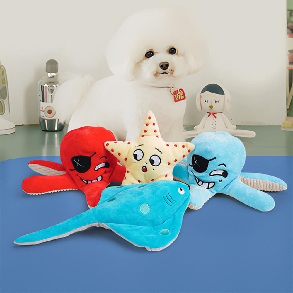 Ocean Delights Interactive Squeaky Dog Toy - Octopus design