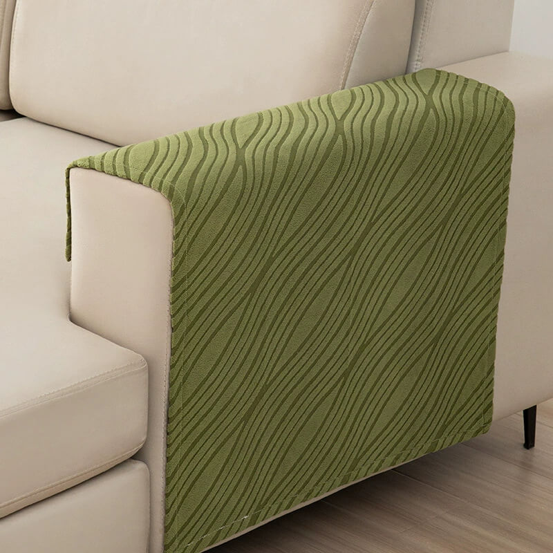 Luxury plush armrest cover set showcasing its soft texture and non-slip backing.