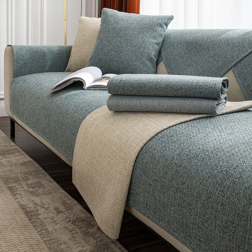 Linenify Solid Color Sofa Cover on a modern couch