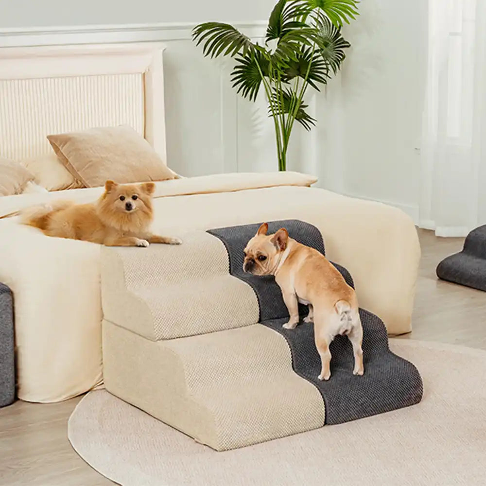 Side view of PawEase foam dog ramp showing gentle slope for arthritic pets