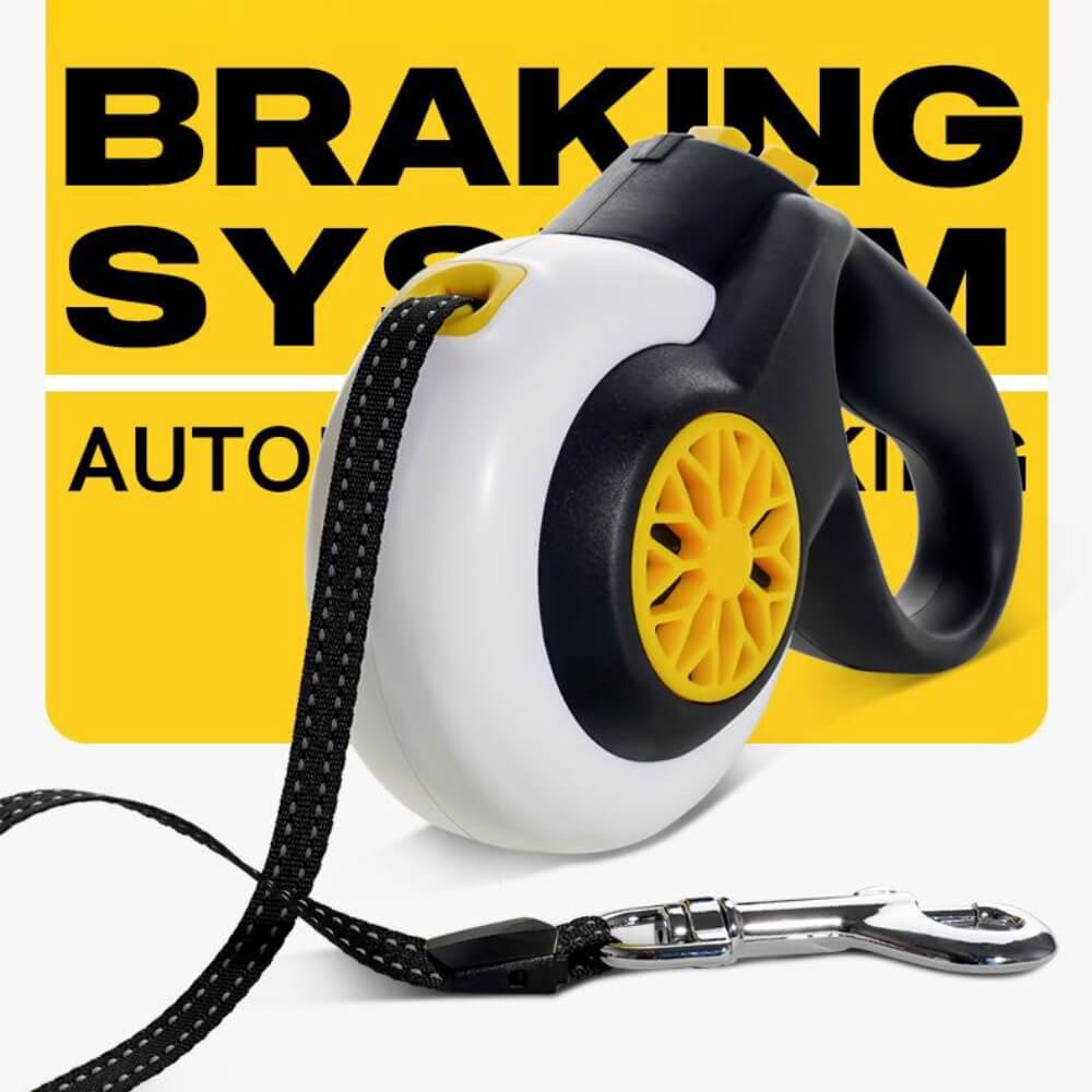 Durable explosion-proof dog leash with braking system in action