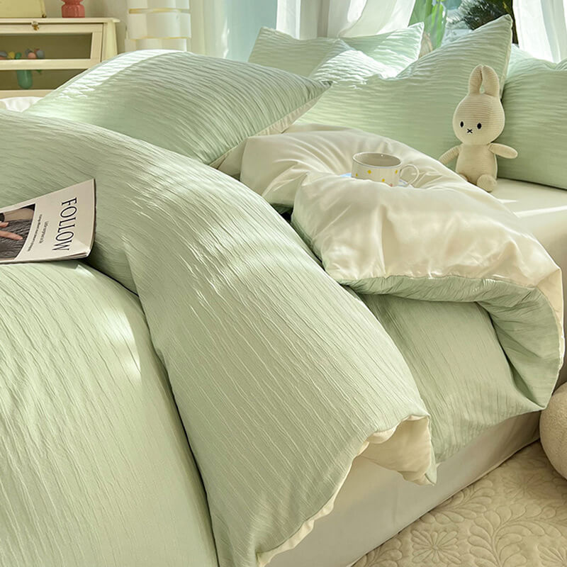 Seersucker bed sheet set queen - soft, breathable, and wrinkle-resistant