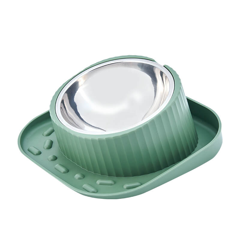 Top view of the pet neck guard bowl showing 15° tilt and raised rim for spill-proof feeding