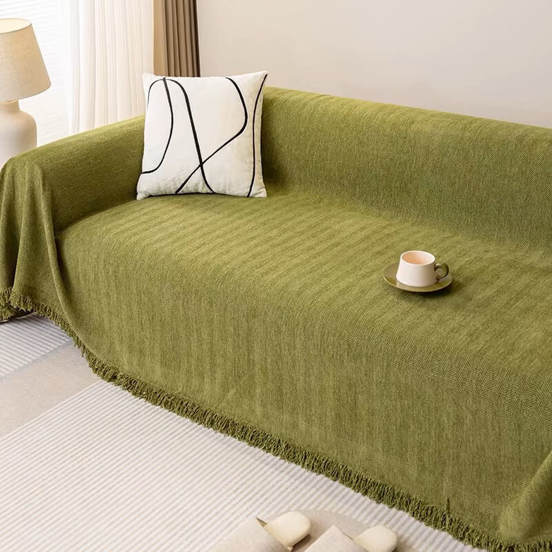 Luxury Chenille Sofa Cover with elegant herringbone design, perfect for living rooms.