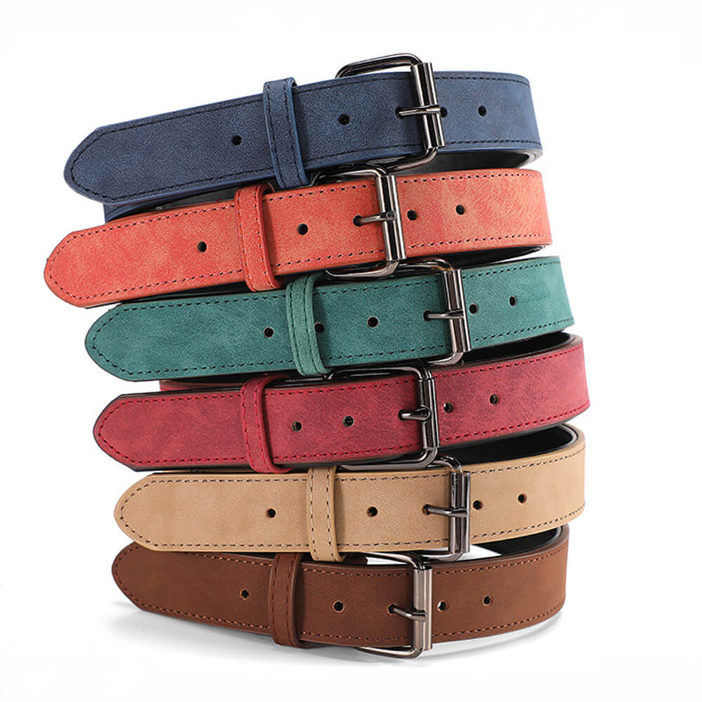 Close-up of vintage dog collar showing padded faux leather neck protection
