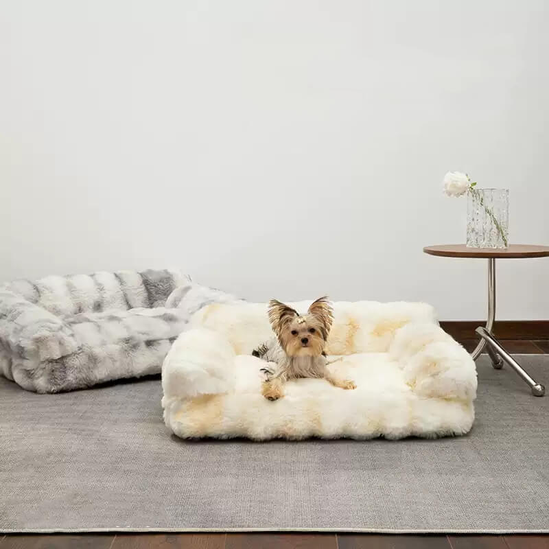 Cozy cat bed with backrest and armrests, providing ultimate comfort and support