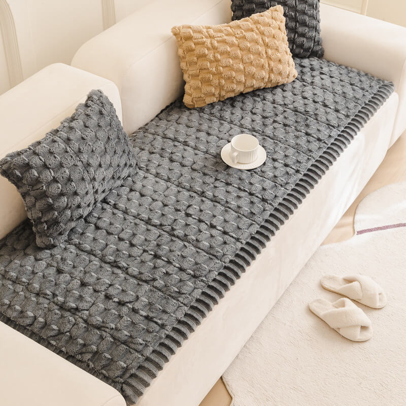 Soft furniture cover for pet owners with a honeycomb design