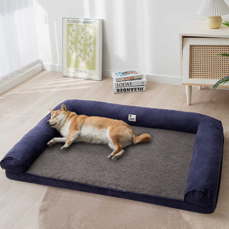 ComfortCloud Orthopedic Dog Bed from the side, showing plush edges and support features.