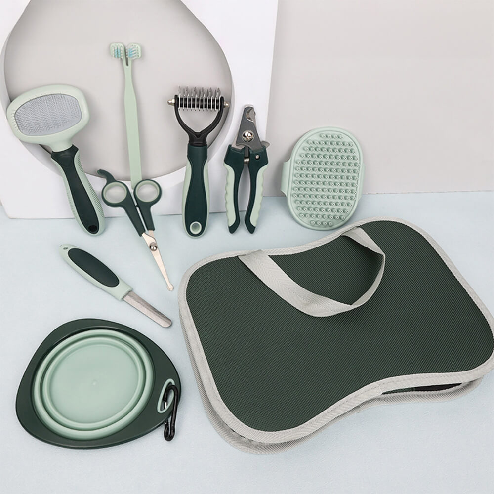 Deshedding tool from the ultimate pet grooming kit for dogs, showcasing its ergonomic design.
