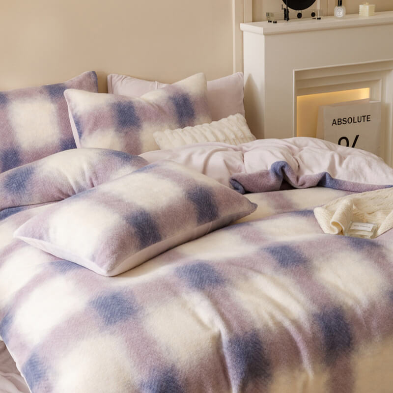 Elegant Luxe Faux Cashmere Bedding Set on a king-size bed, showcasing its soft and durable quality.
