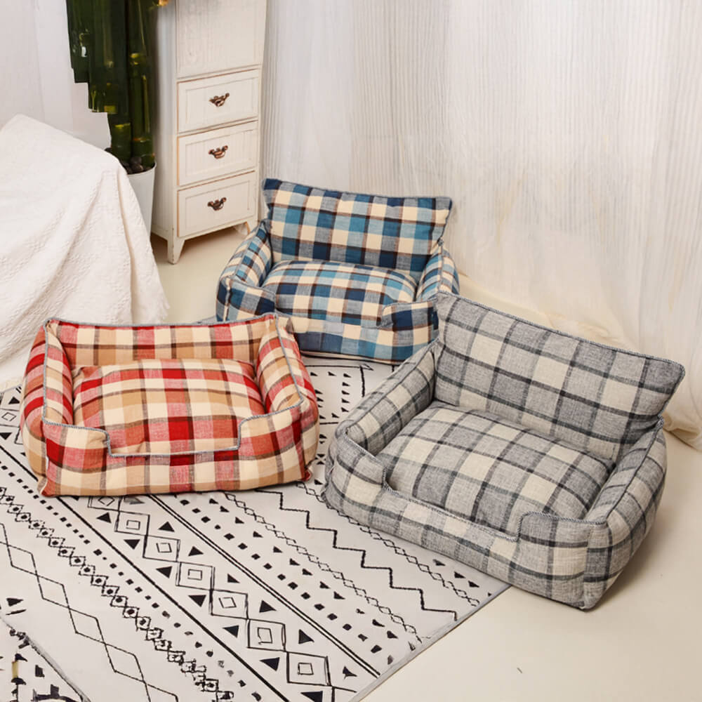 Close-up of the plush interior of the washable dog bed showing thick padding