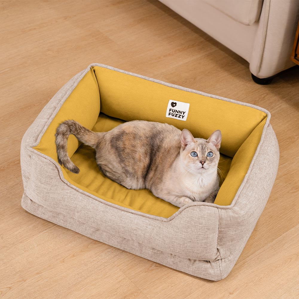 CozyDream Washable Bolster Cat Bed - Cloudy Dream, a comfortable cat bed for kittens with raised edges