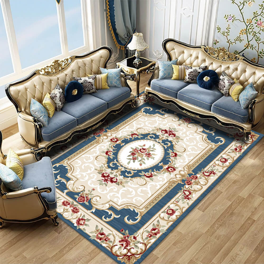 Bohemian Bliss Pet Friendly Area Rug in a stylish living room