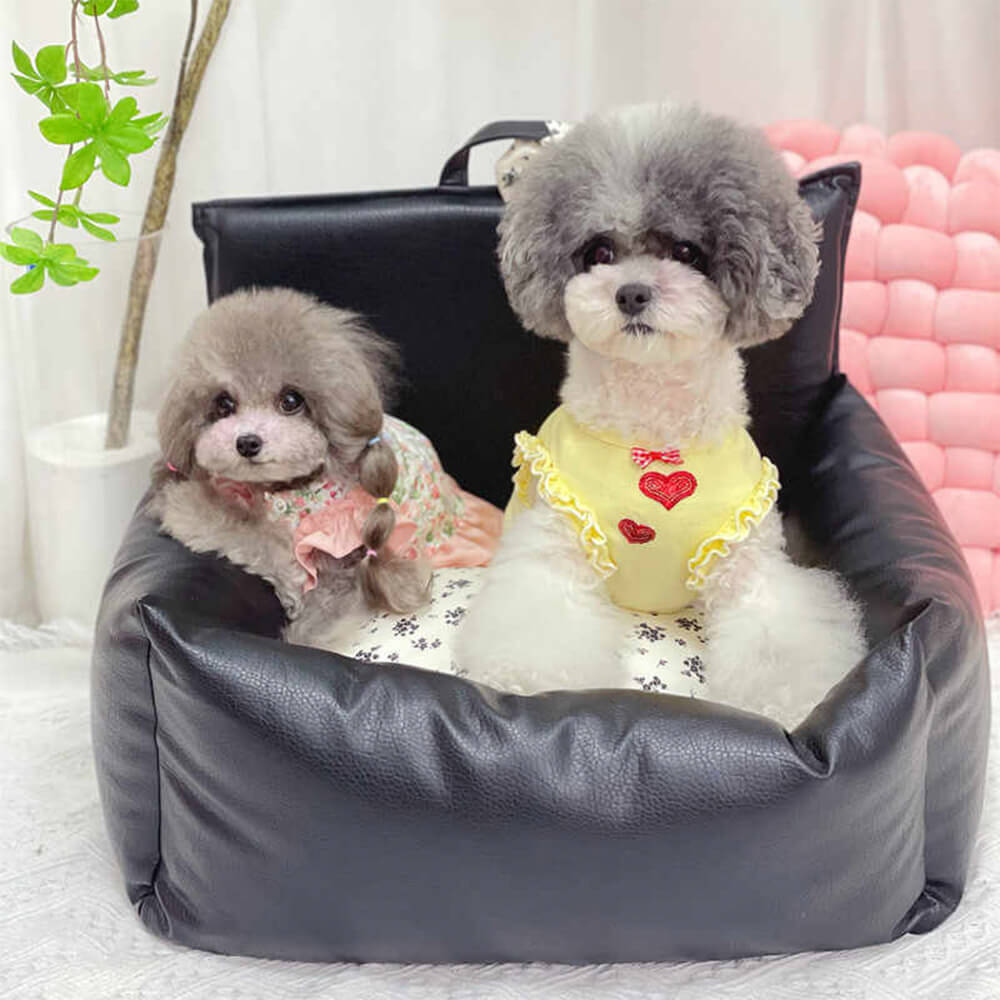 Vintage Floral Faux Leather Dog Bed - stylish dog bed for home decor